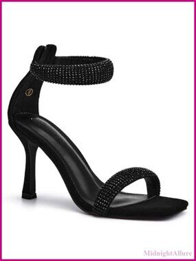 Womens One Strap Sandals Square Toe Stiletto Heels Dress Shoes